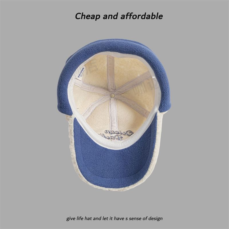 Embroidered Lettering Cap Earflap Baseball