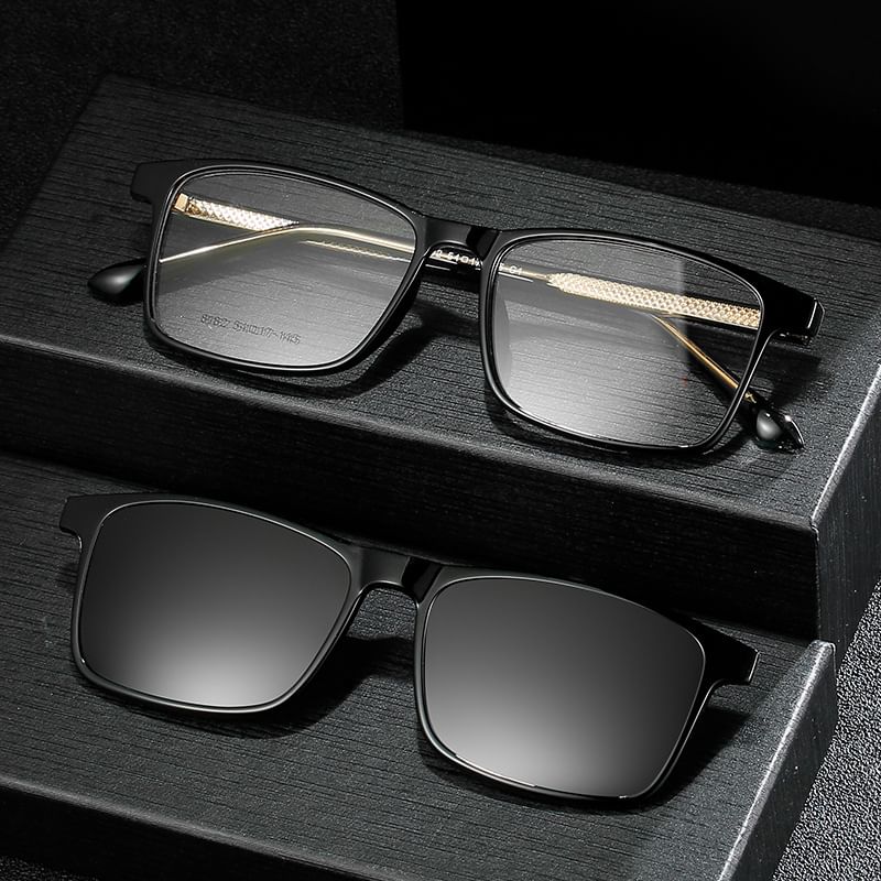 Square Sunglasses Glasses On with Clip