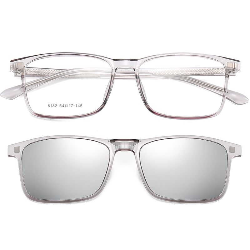 Square Sunglasses Glasses On with Clip