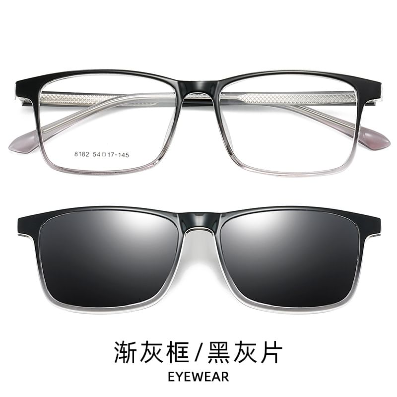 Square Sunglasses Glasses On with Clip