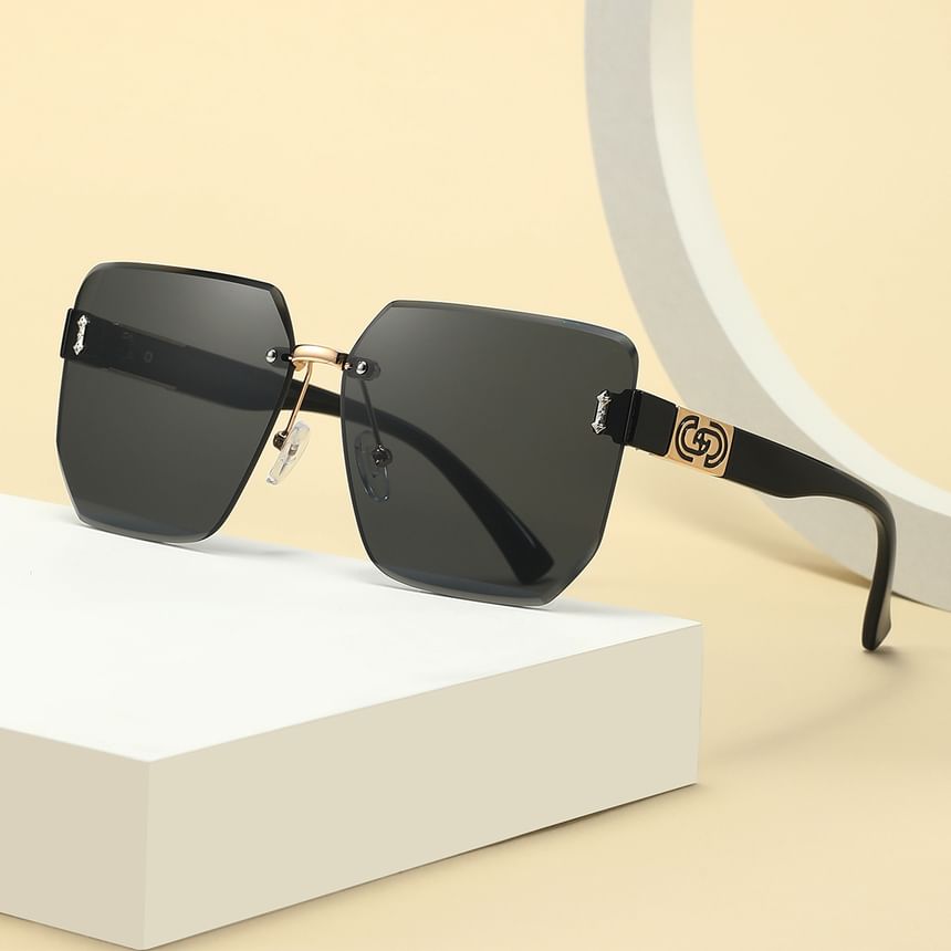 Rimless Sunglasses Oversized Geometric