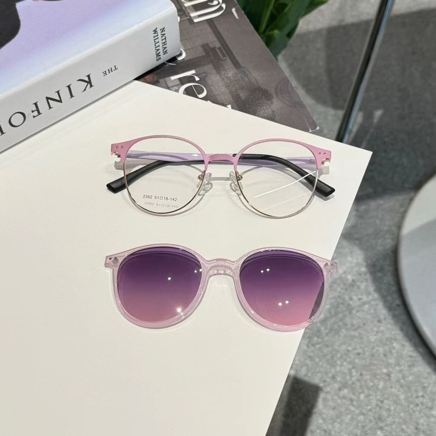 Glasses Sunglasses Metal On With Clip Round