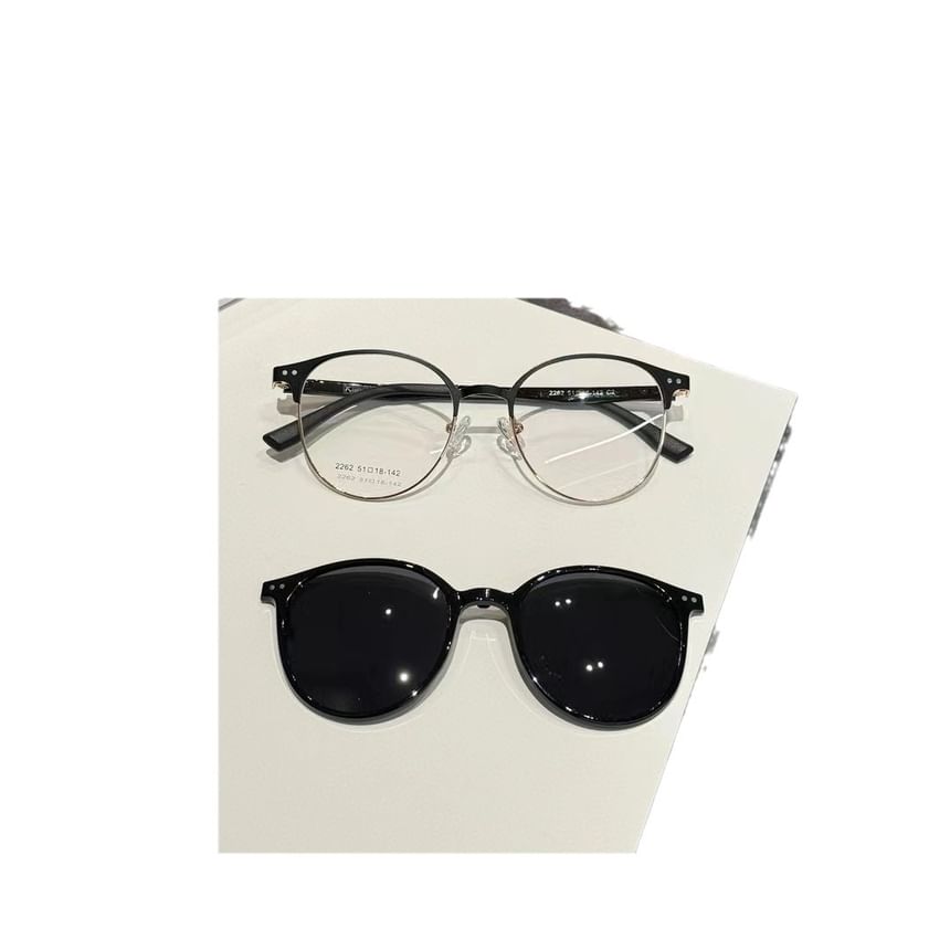 Glasses Sunglasses Metal On With Clip Round