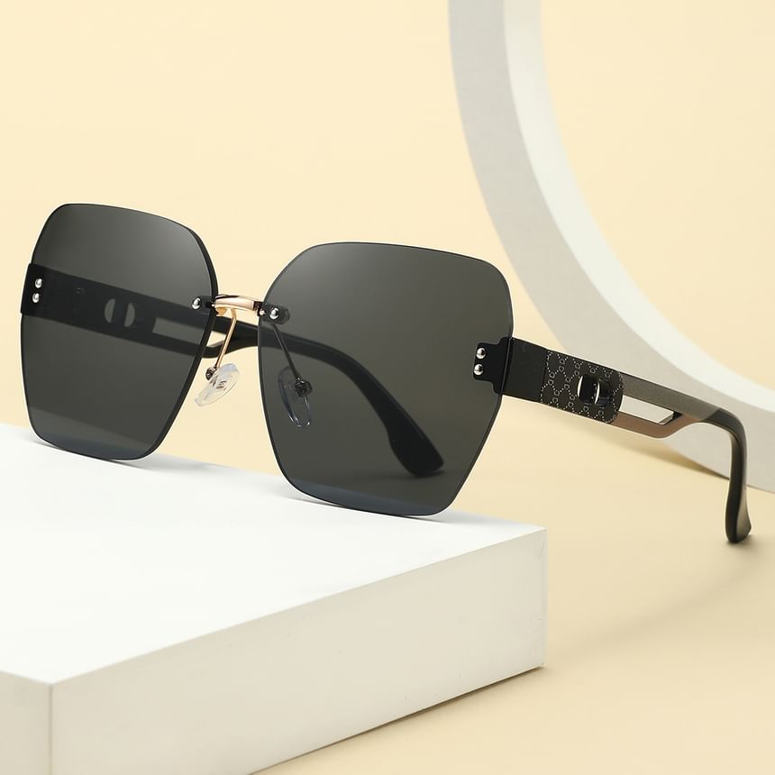 Rimless Geometric Oversized Sunglasses