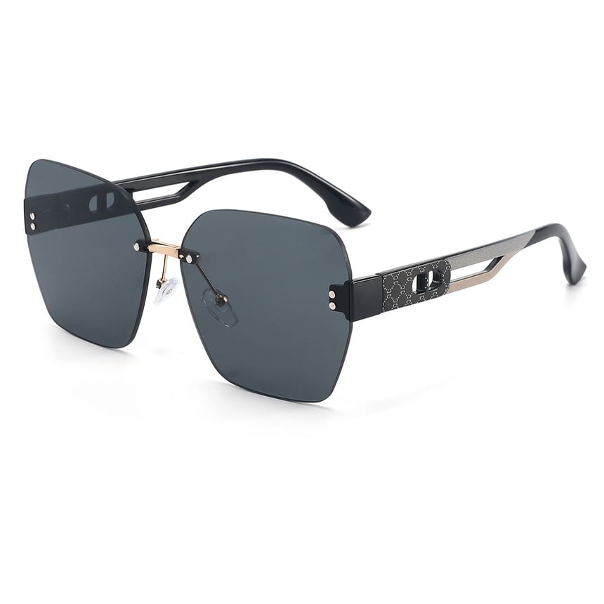 Rimless Geometric Oversized Sunglasses
