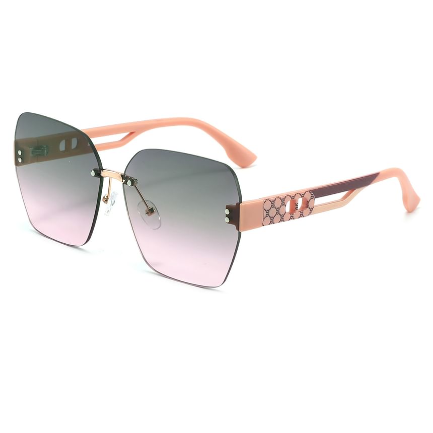 Rimless Geometric Oversized Sunglasses