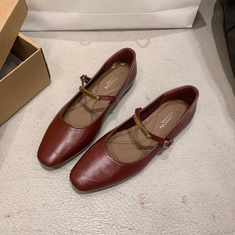 Metal Jane Buckle Mary Shoes Accent