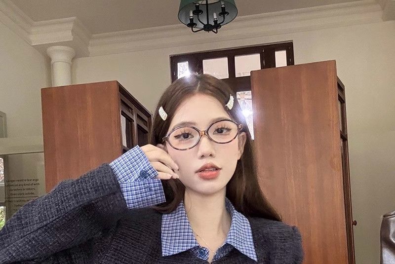 Collared Plaid Mock Two Piece Tweed Button Jacket