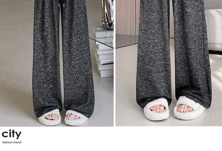 Leg Designs) Waist Melange Wide (Various Drawstring Pants