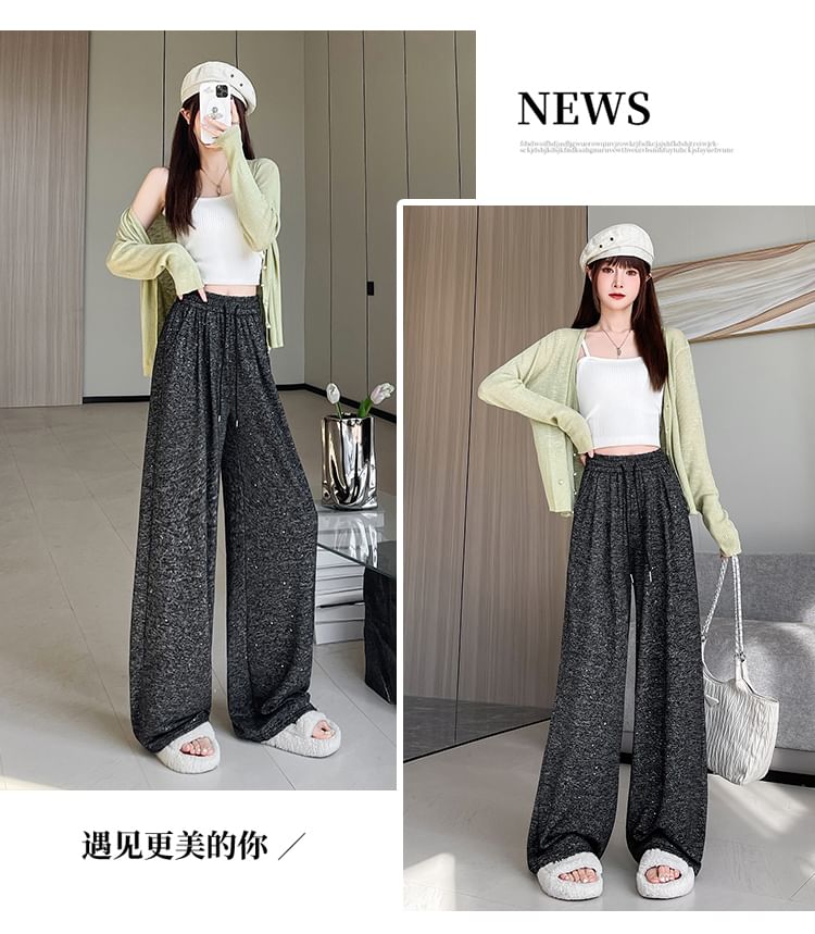 Leg Designs) Waist Melange Wide (Various Drawstring Pants