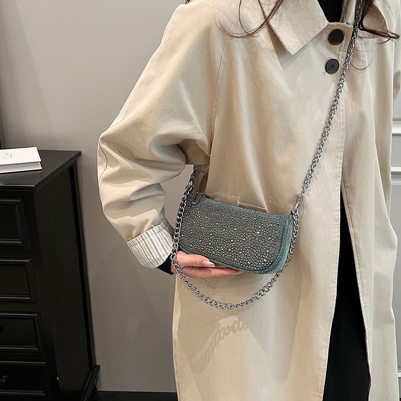 Rhinestone Denim Evening Clutch