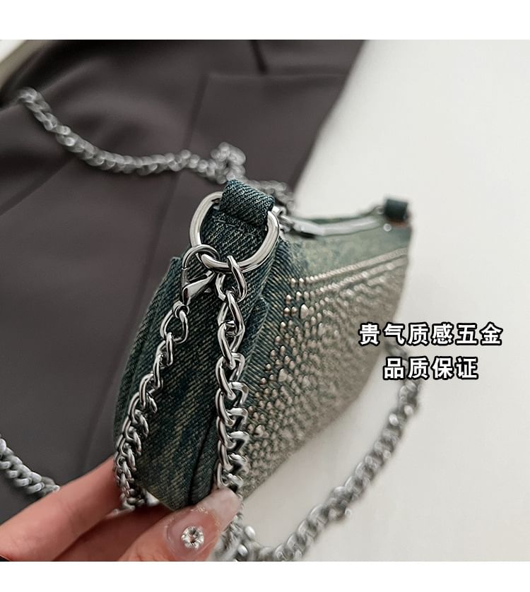 Rhinestone Denim Evening Clutch