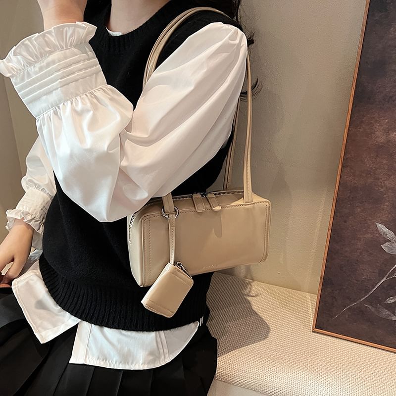 Faux Bag Leather Box Shoulder