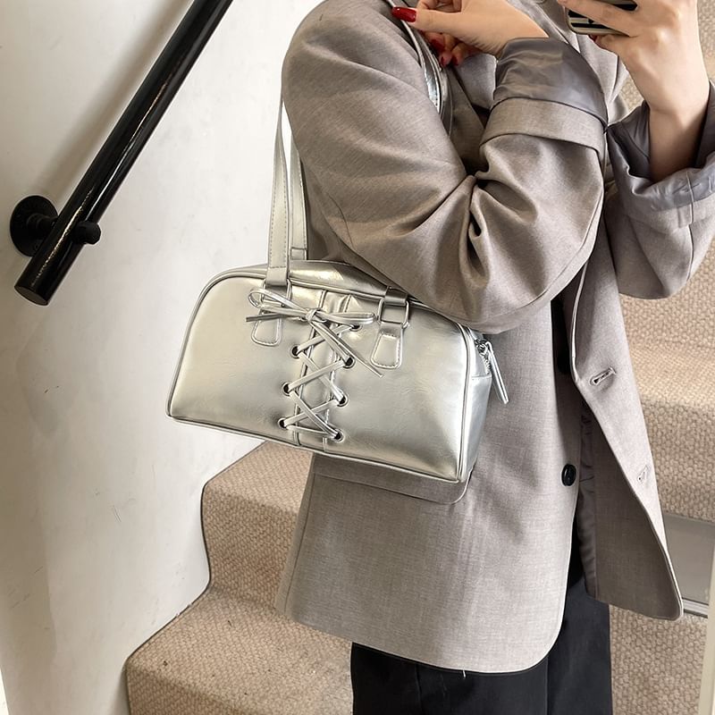 Bag Shoulder Lace-Up Leather Faux