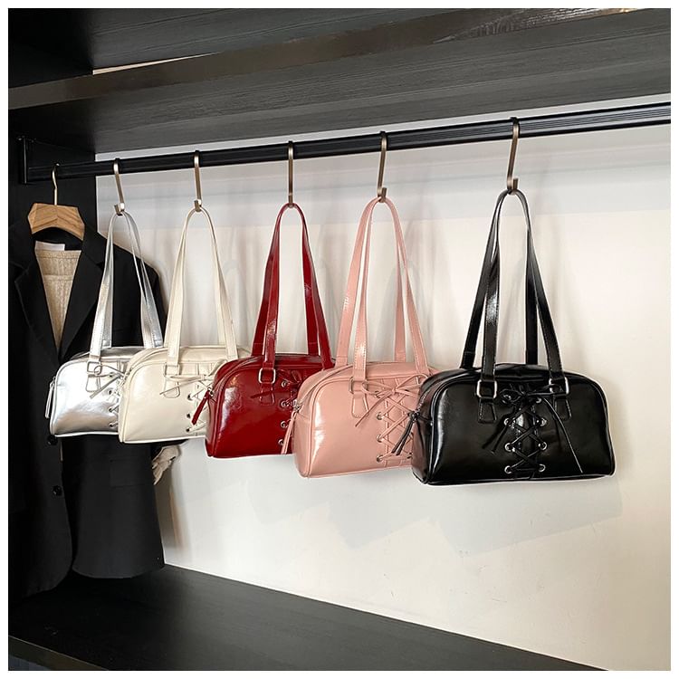 Bag Shoulder Lace-Up Leather Faux