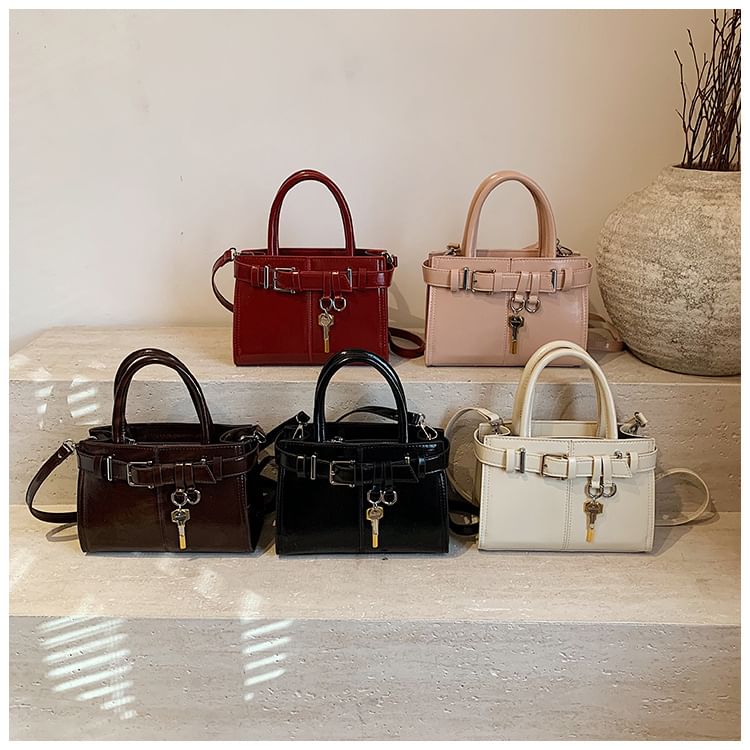 Buckle Leather Crossbody Faux Bag