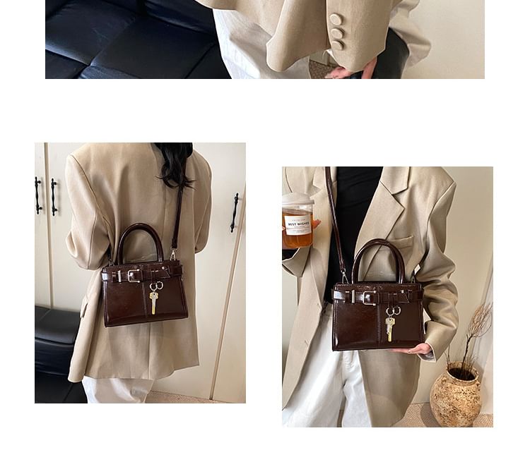 Buckle Leather Crossbody Faux Bag