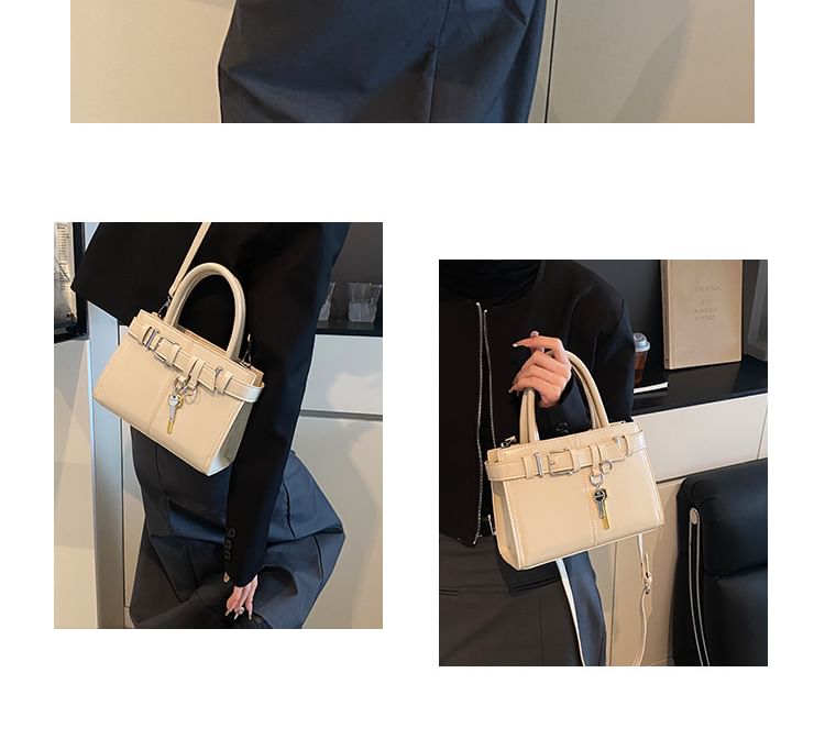 Buckle Leather Crossbody Faux Bag