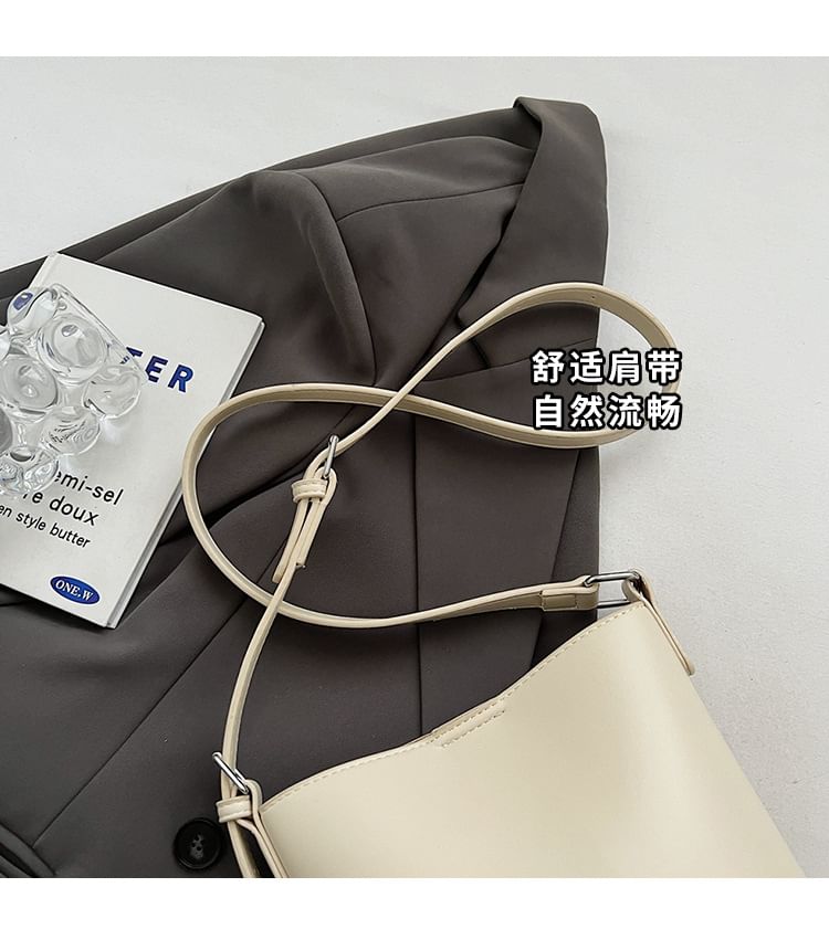 Plain Faux Bucket Bag Leather