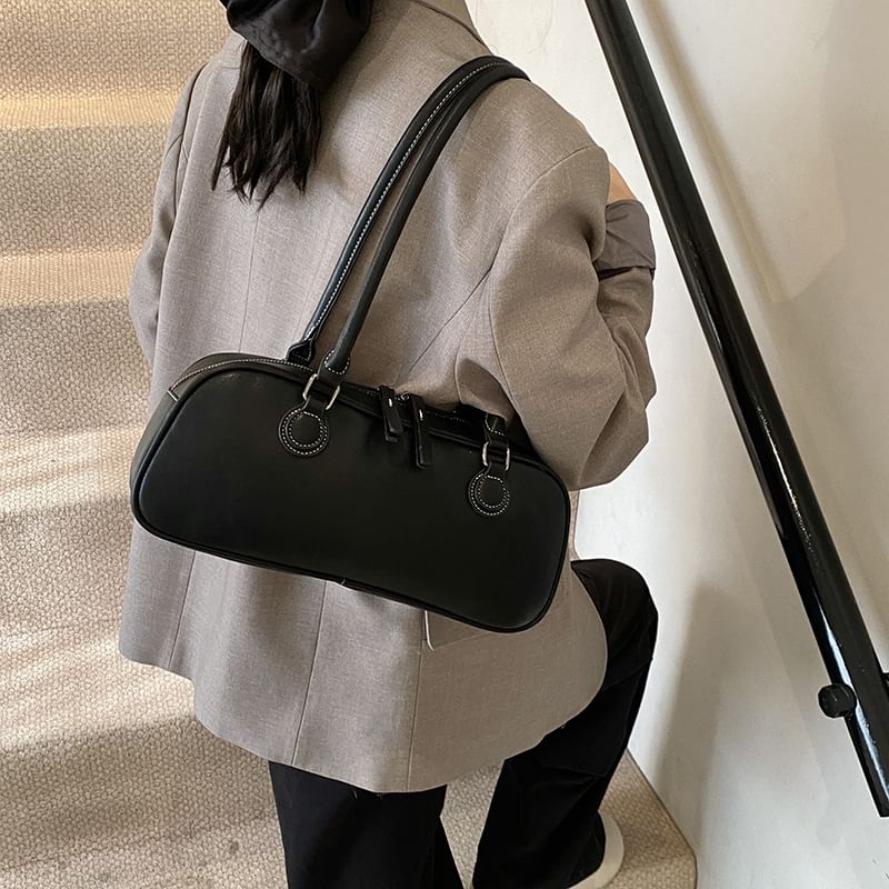 Faux Shoulder Leather Bag Plain