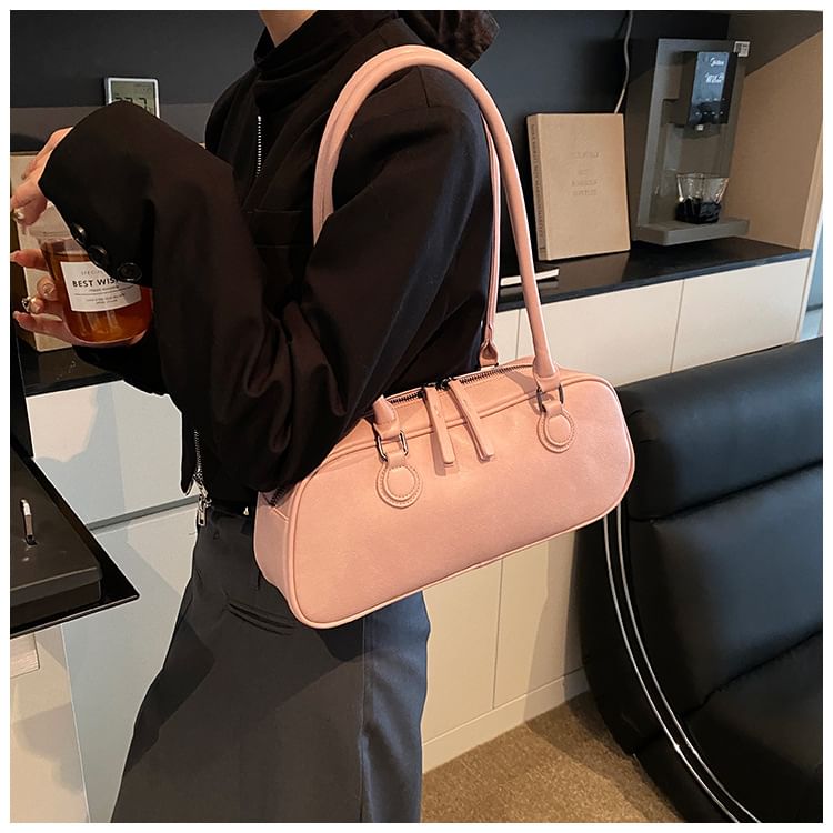 Faux Shoulder Leather Bag Plain
