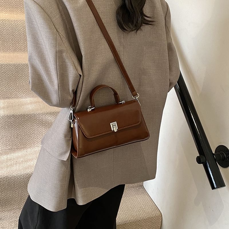 Crossbody Leather Flap Bag Faux