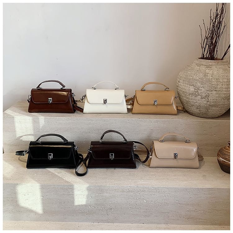 Crossbody Leather Flap Bag Faux