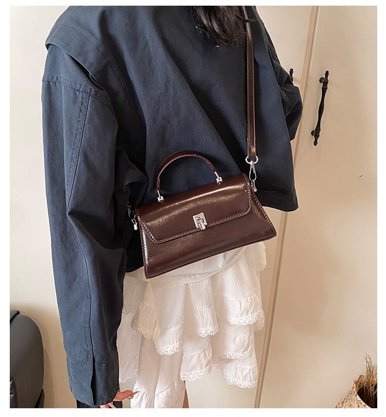 Crossbody Leather Flap Bag Faux