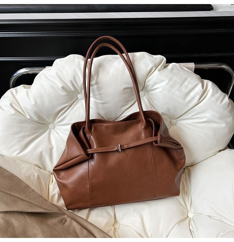 Leather Bag Plain Faux Tote