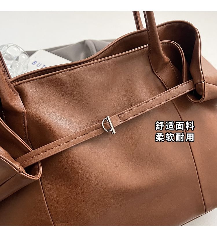 Leather Bag Plain Faux Tote