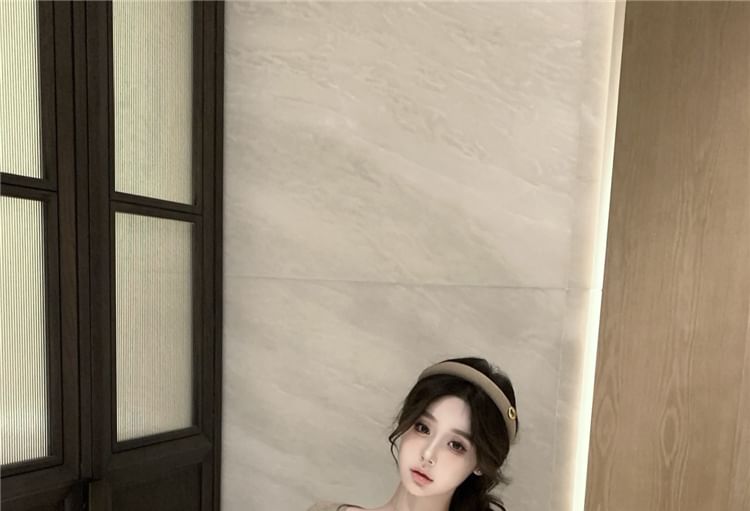 Top / Elbow-Sleeve Dress Sheath Camisole Mini Plain