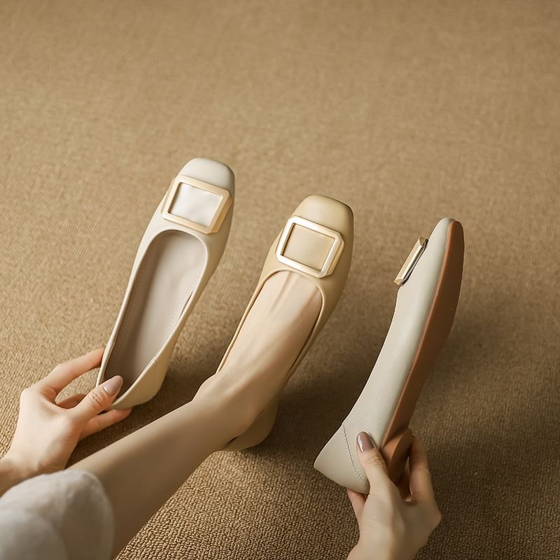 Buckled Flats Square-Toe