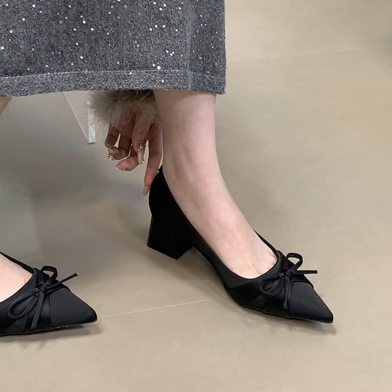 Pumps Heel Chunky Bow