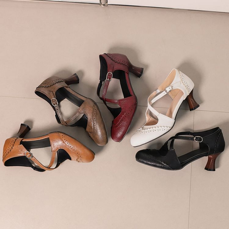 Sandals Brogue D'Orsay Low Heel