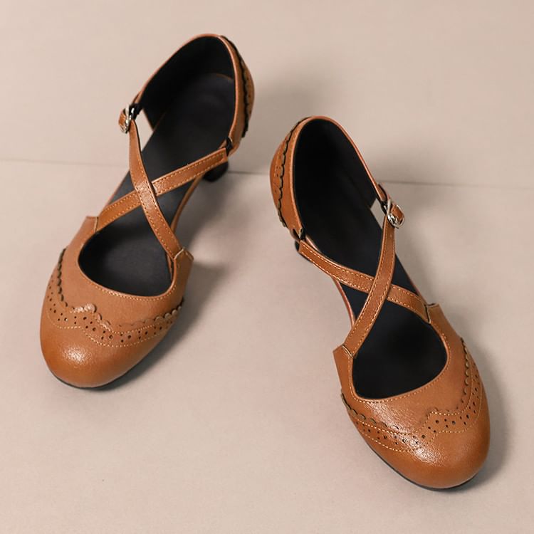 Sandals Brogue D'Orsay Low Heel