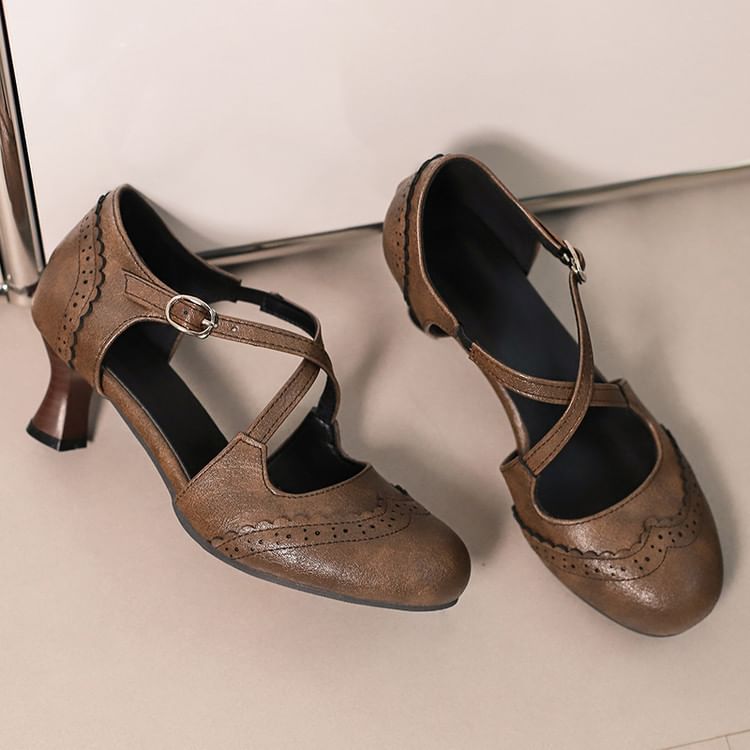 Sandals Brogue D'Orsay Low Heel