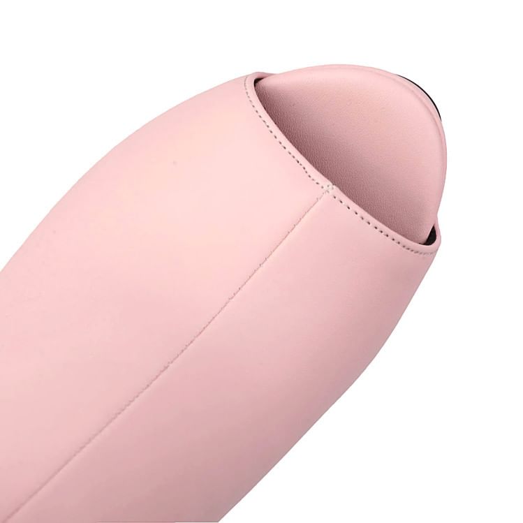 Boots Peep-Toe Plain Heel Short High