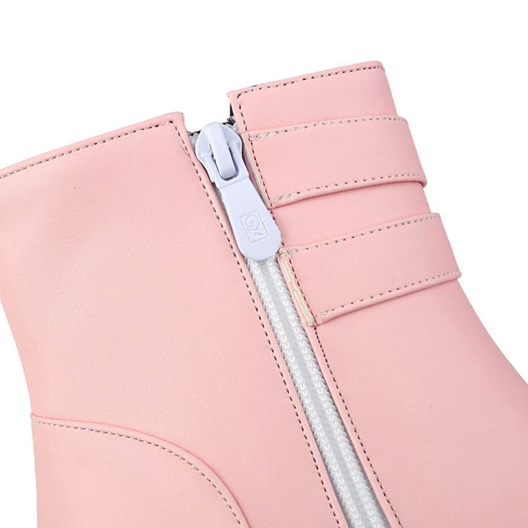 Boots Peep-Toe Plain Heel Short High