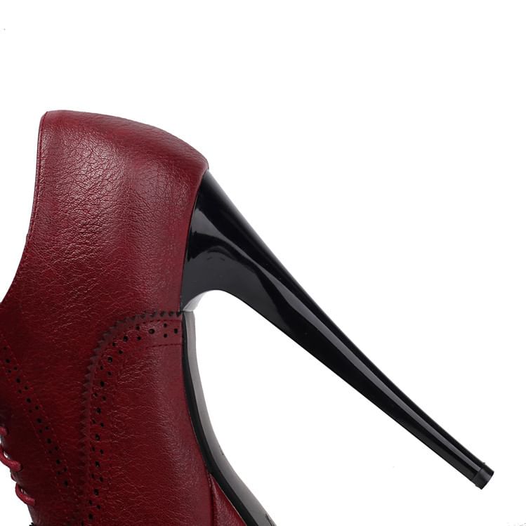 Lace-Up Stiletto Shoes Brogue Platform Heel