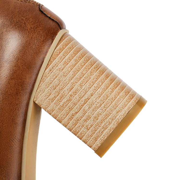 Jane Mary Round Heel Chunky Toe Pumps