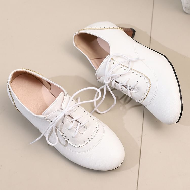 Lace-Up Shoes Brogue Plain Heel Low