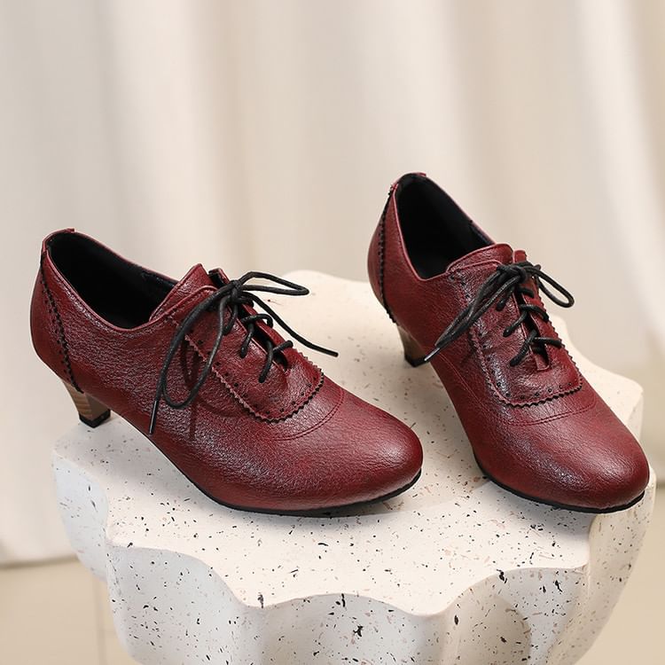 Lace-Up Shoes Brogue Plain Heel Low
