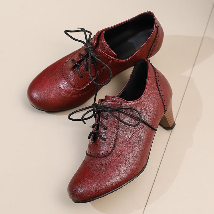 Lace-Up Shoes Brogue Plain Heel Low