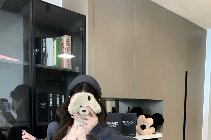 Set: Studded Cardigan + Ribbed Knit Top Crop Camisole Waist High Shorts