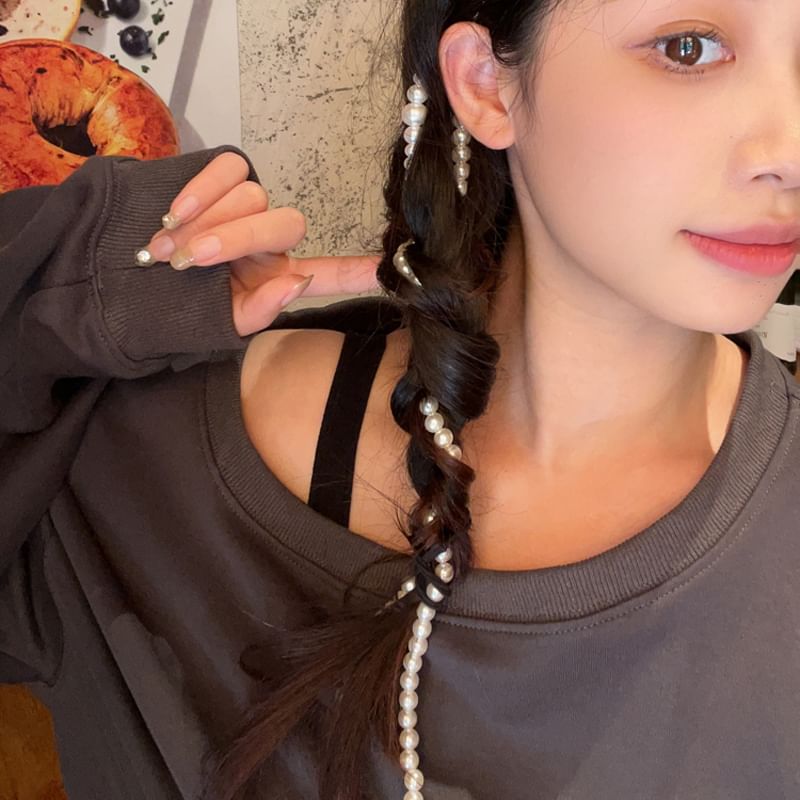 Faux Beaded Hairband Pearl