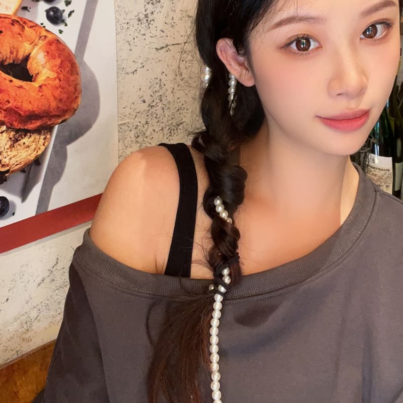 Faux Beaded Hairband Pearl