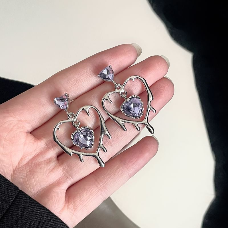 Drop Earring 925 Heart Silver Sterling