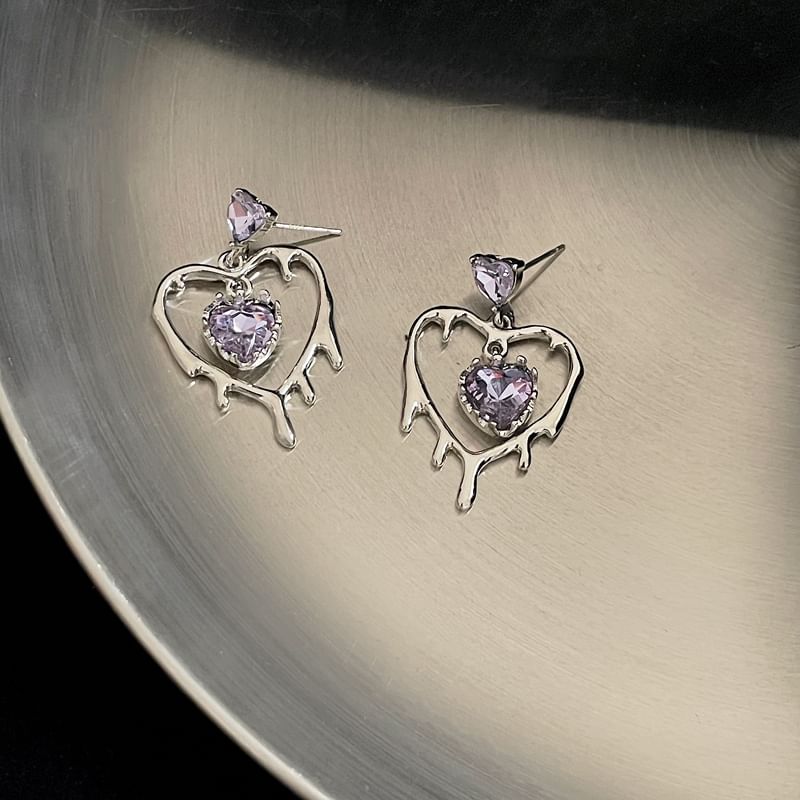 Drop Earring 925 Heart Silver Sterling