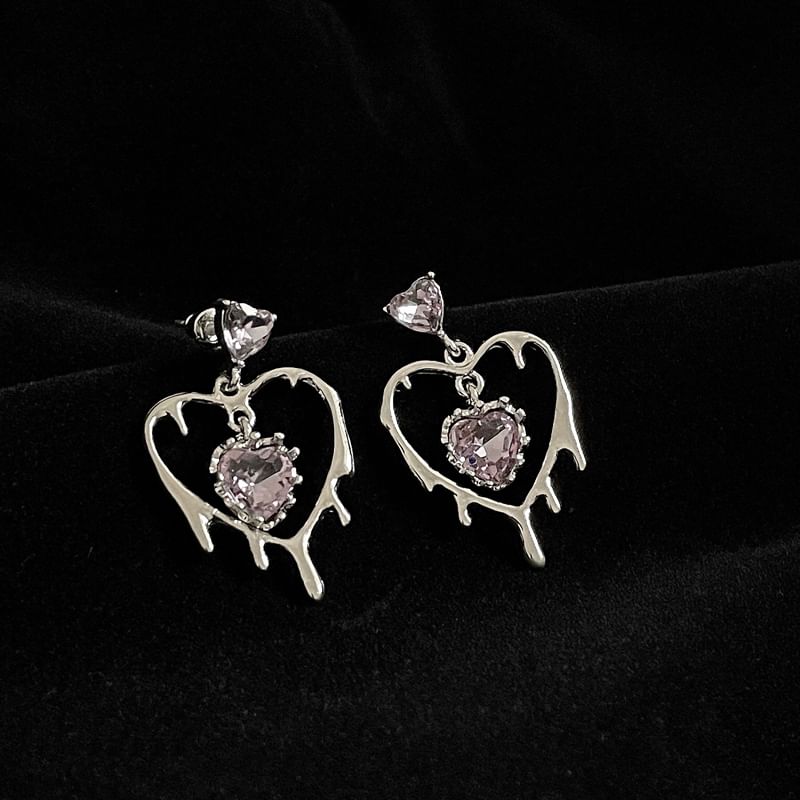 Drop Earring 925 Heart Silver Sterling