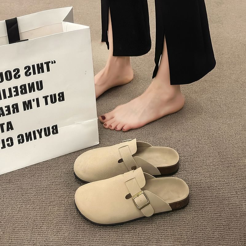 Buckled Mules Plain Platform